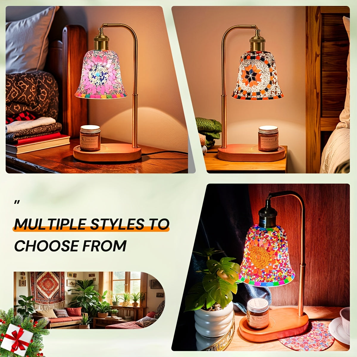 Artisan Mosaic Candlelight Lamp – Adjustable Glass Table Light