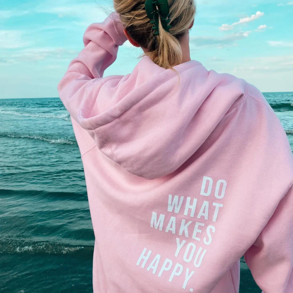 Hooded Sweatshirt | Pastel Pink Cotton Blend | Motivational Back Print | Comfortable Fit