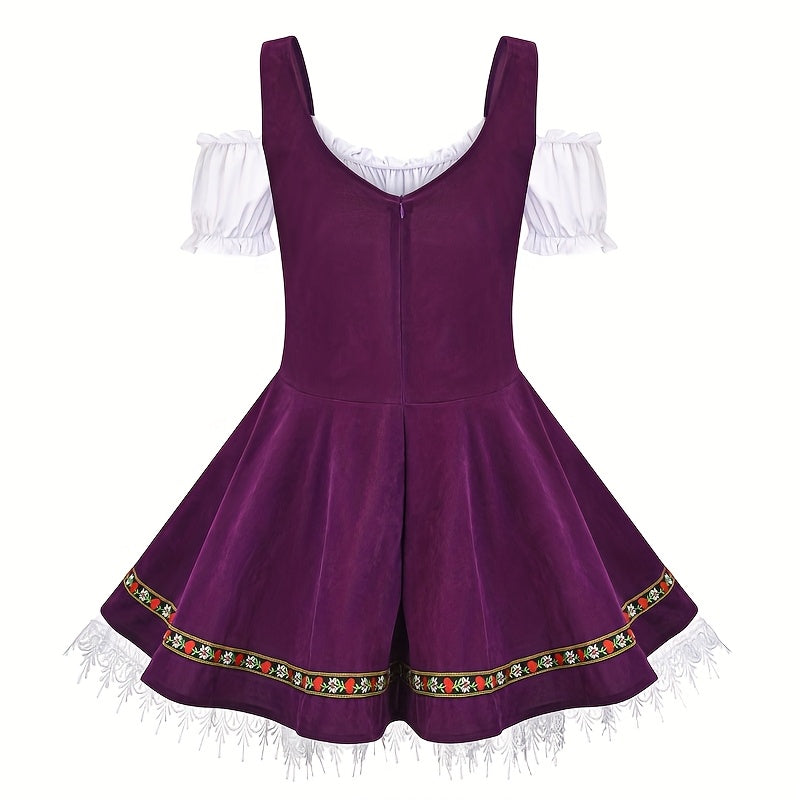 Women's Traditional Bavarian Oktoberfest Dirndl Dress with Embroidery
