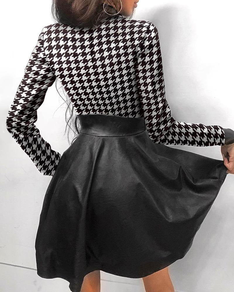 Women’s Mini Dress | Front-Zipper Faux Leather | Chest Pockets & Stand-Up Collar | Comfortable Fit