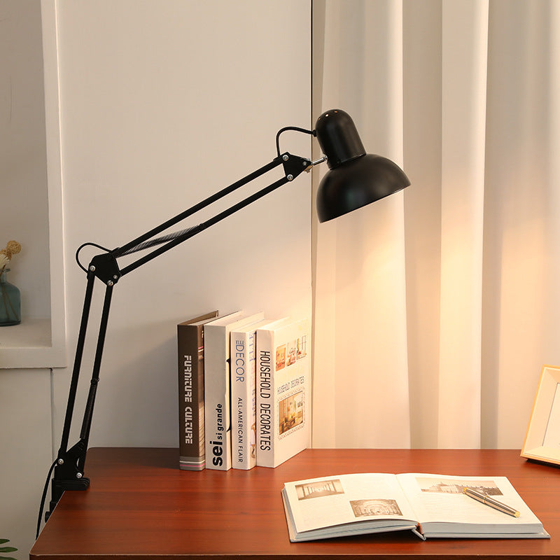 Modern Minimalistic Retractable Long Arm Clip Iron ABS 1-Light Table Lamp for Bedroom