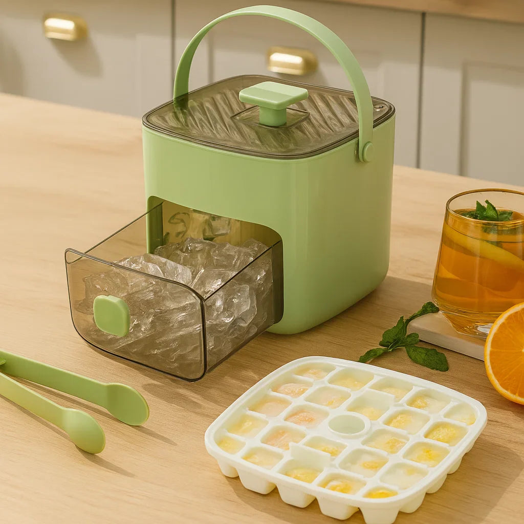 48-Cube Ice Tray with Press Mechanism – Spill-Free and Easy to Use