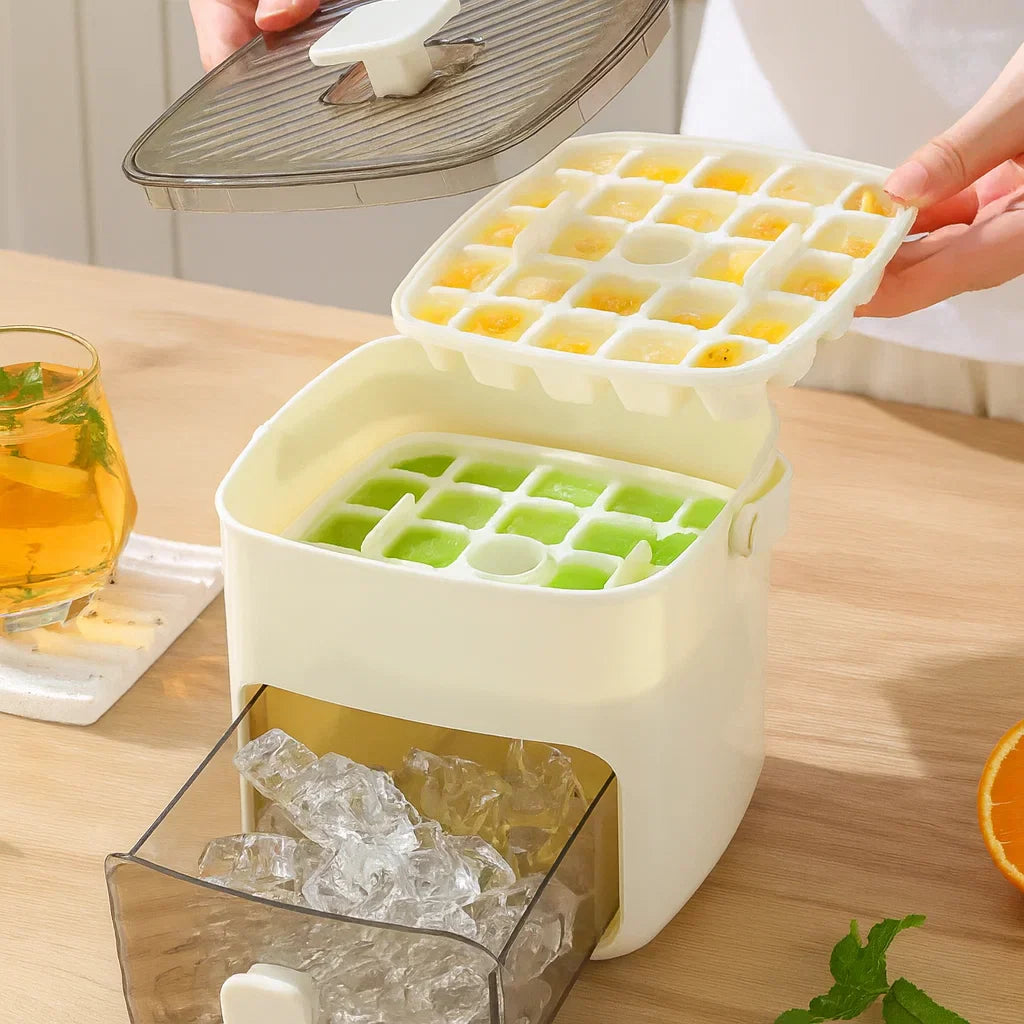 48-Cube Ice Tray with Press Mechanism – Spill-Free and Easy to Use