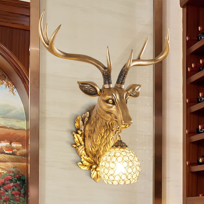 Taavita Retro Deer Head Resin Wall Lamp with 1 Light