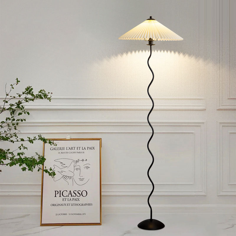 Taavita Floor Lamp with Pleated Fabric Shade
