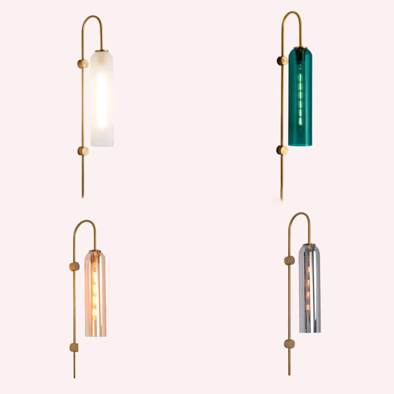 Taavita Luxury Glass Column Bent Arm 1-Light Wall Lamp