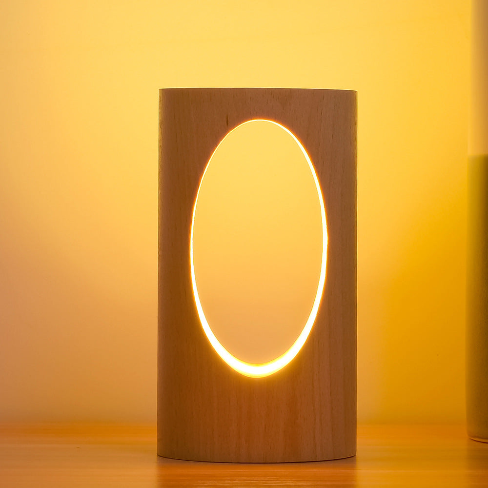 Wooden Table Lamp with LED Lighting