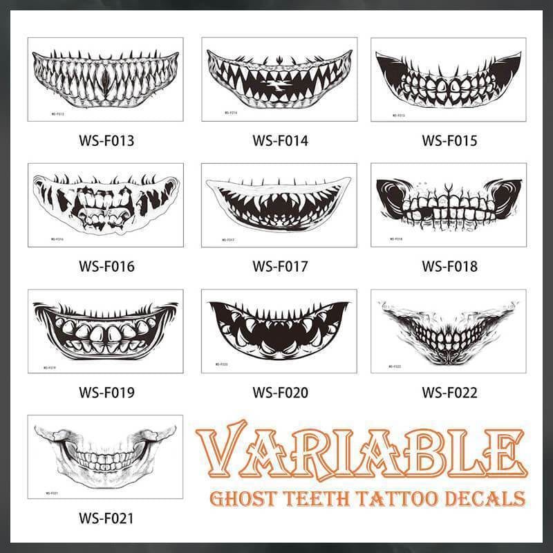 Halloween Temporary Tattoo Stickers for Scary Clown Mouth & Scars