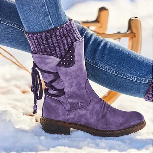Women's Winter Boot | Knit Cuff & Lace-Up Shaft | Rugged Traction Sole | Adjustable Fit