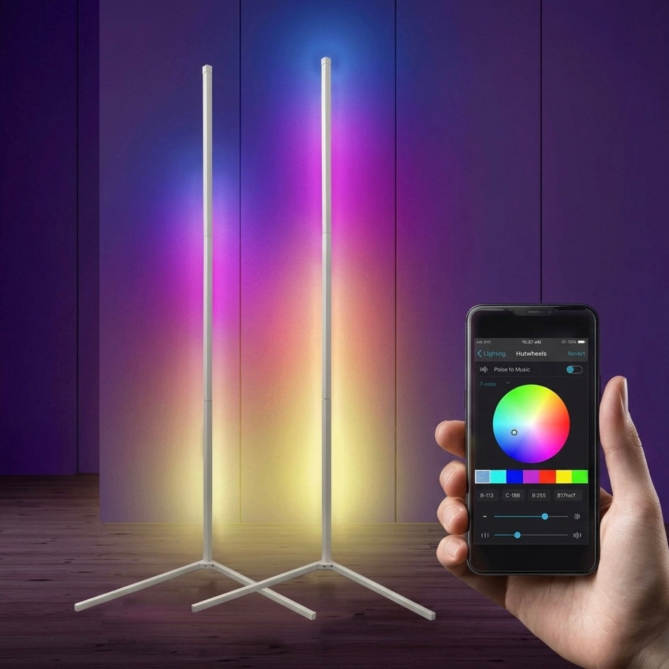 Smart RGB Corner Floor Lamp with Dimmable LED – App & Remote Control Options