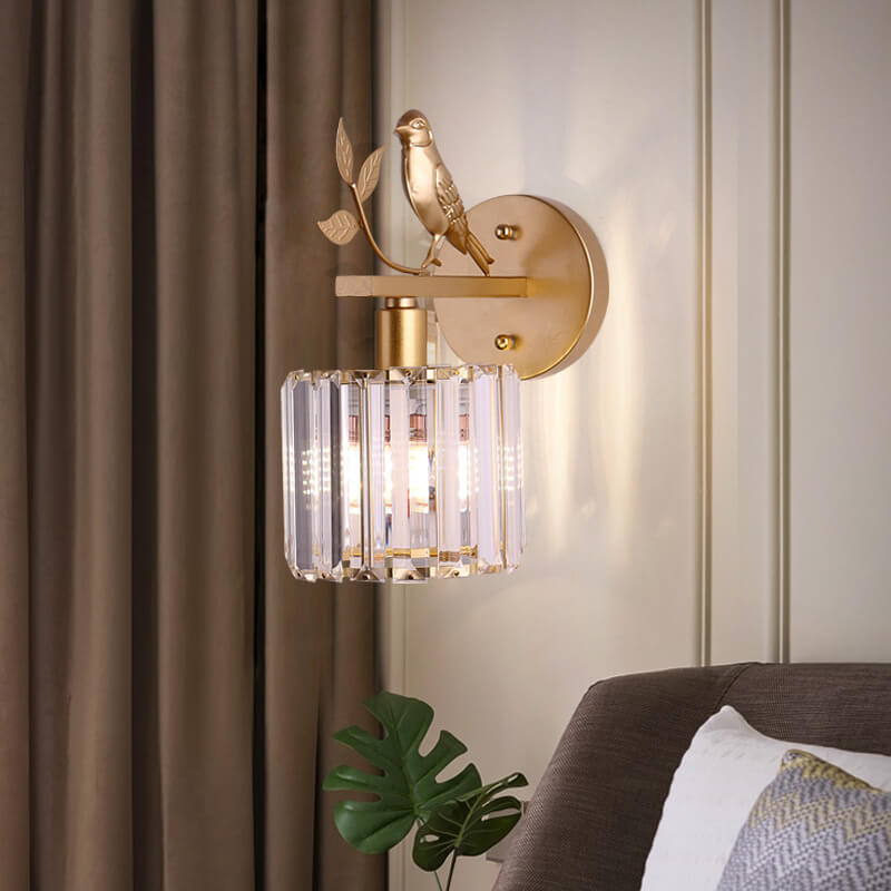 Taavita Light Luxury Crystal Bird Wall Lamp 1-Light Wall Lamp