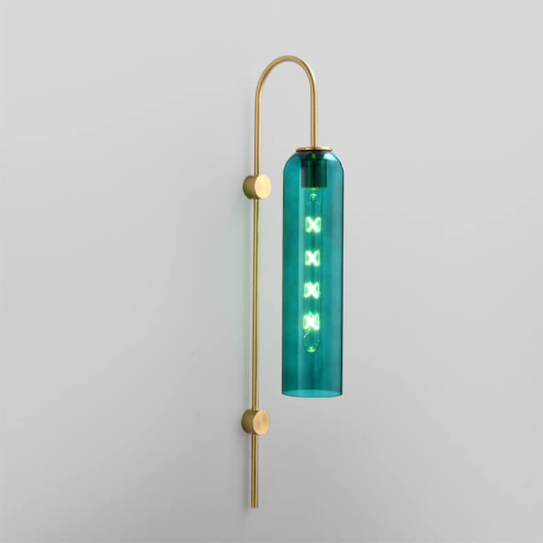 Taavita Luxury Glass Column Bent Arm 1-Light Wall Lamp