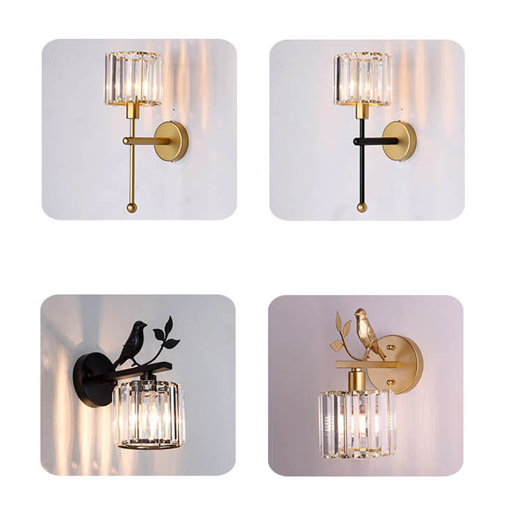 Taavita Light Luxury Crystal Bird Wall Lamp 1-Light Wall Lamp