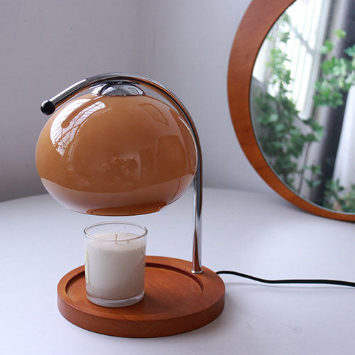 Taavita Vintage Glass Dome Solid Wood Base 1-Light Table Lamp with Melting Wax