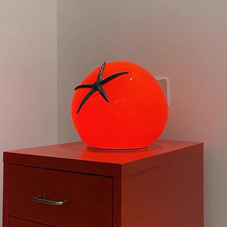 Taavita Art Deco Resin Tomato Decorative Table Lamp with USB LED for Living Room
