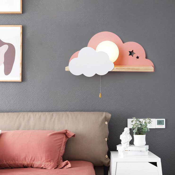 Taavita Macaron Cloud Glass Wood 1-Light Wall Lamp
