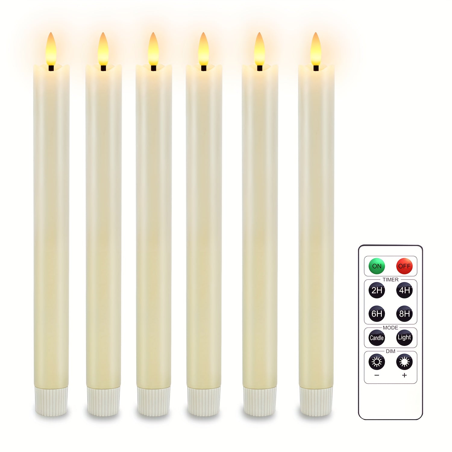 6-Piece Set Taavita, Flameless LED Cone Candles Made of Real Wax