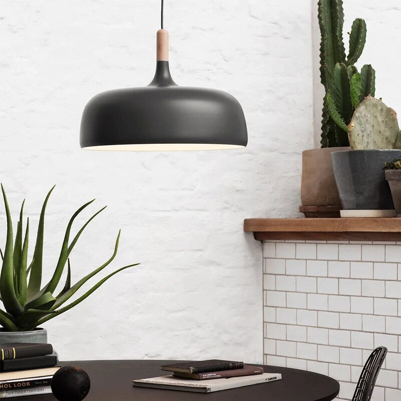 Pendant Lamp | Nordic Modern Design with Wooden Accent | LED Lighting | Adjustable Height