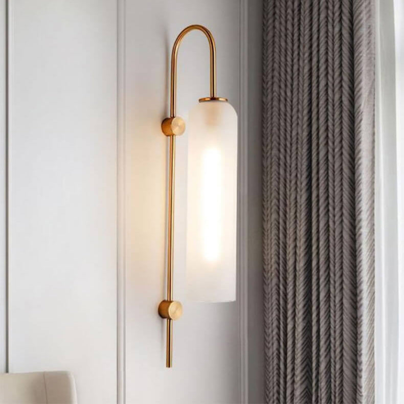Taavita Luxury Glass Column Bent Arm 1-Light Wall Lamp