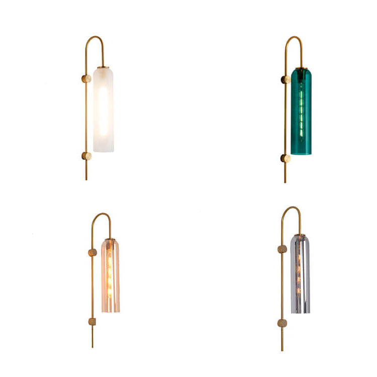 Taavita Luxury Glass Column Bent Arm 1-Light Wall Lamp