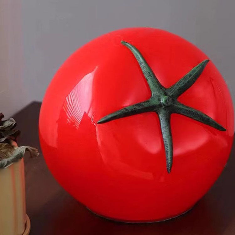 Taavita Art Deco Resin Tomato Decorative Table Lamp with USB LED for Living Room