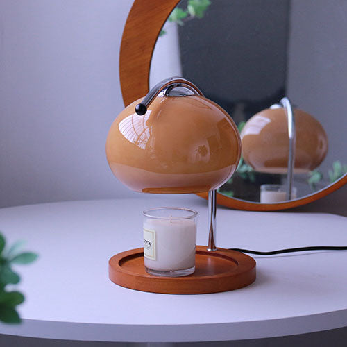 Taavita Vintage Glass Dome Solid Wood Base 1-Light Table Lamp with Melting Wax