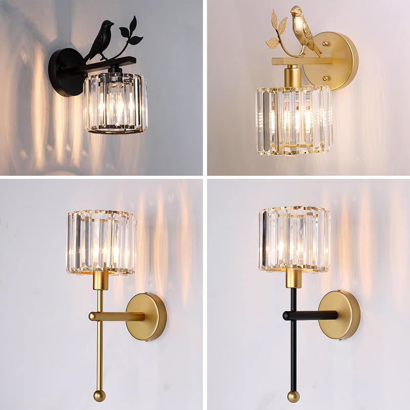 Taavita Light Luxury Crystal Bird Wall Lamp 1-Light Wall Lamp