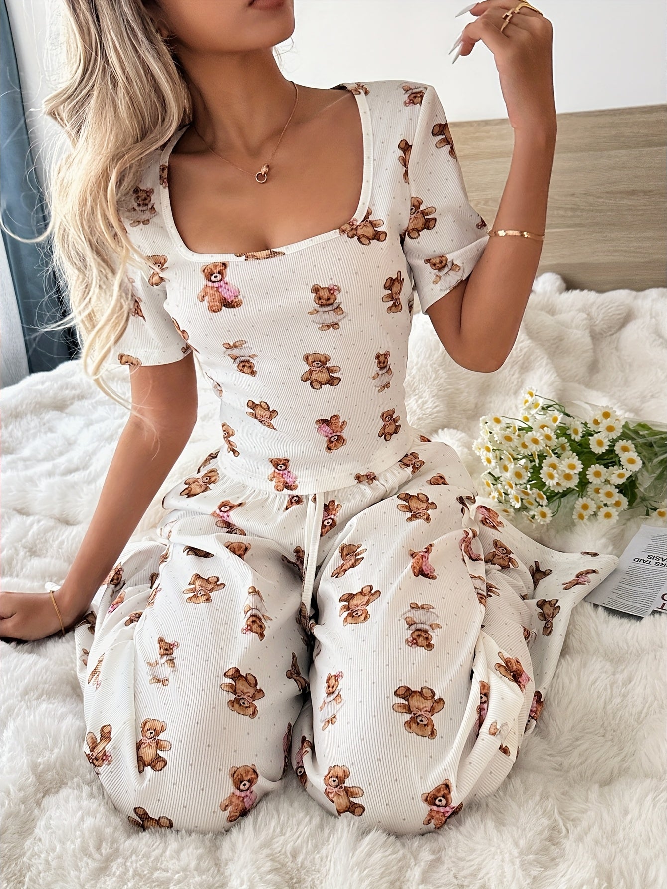 Women's Pajama Set | Lightweight Breathable | Comfortable Casual Wear | Polyester