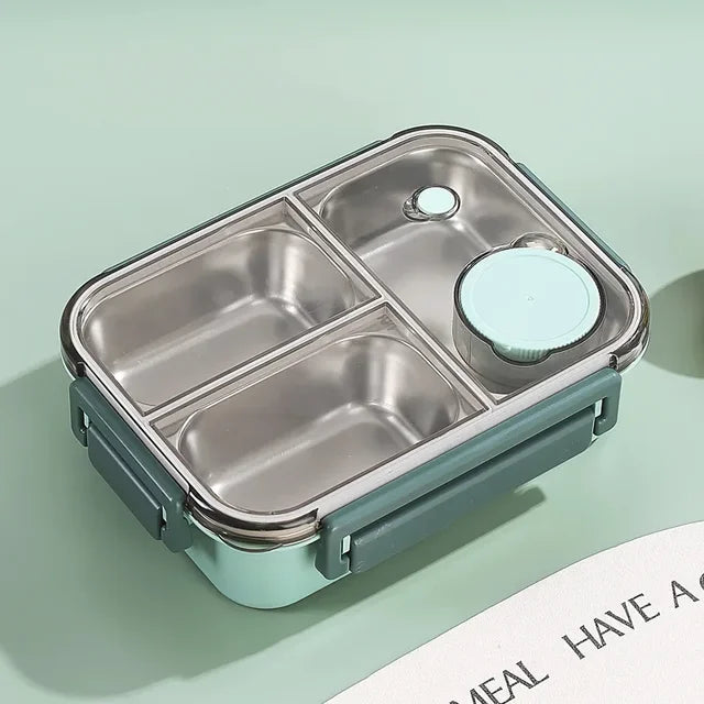 Insulated Lunch Box | Three-Compartment Design | Leak-Proof Lid | Compact & Portable