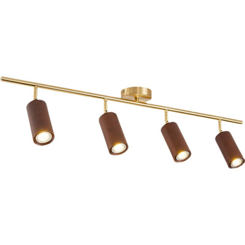 Taavita Minimalist Walnut Wood Spotlight Linear Track 1/2/3/4-Light LED Semi-Recessed Ceiling Light