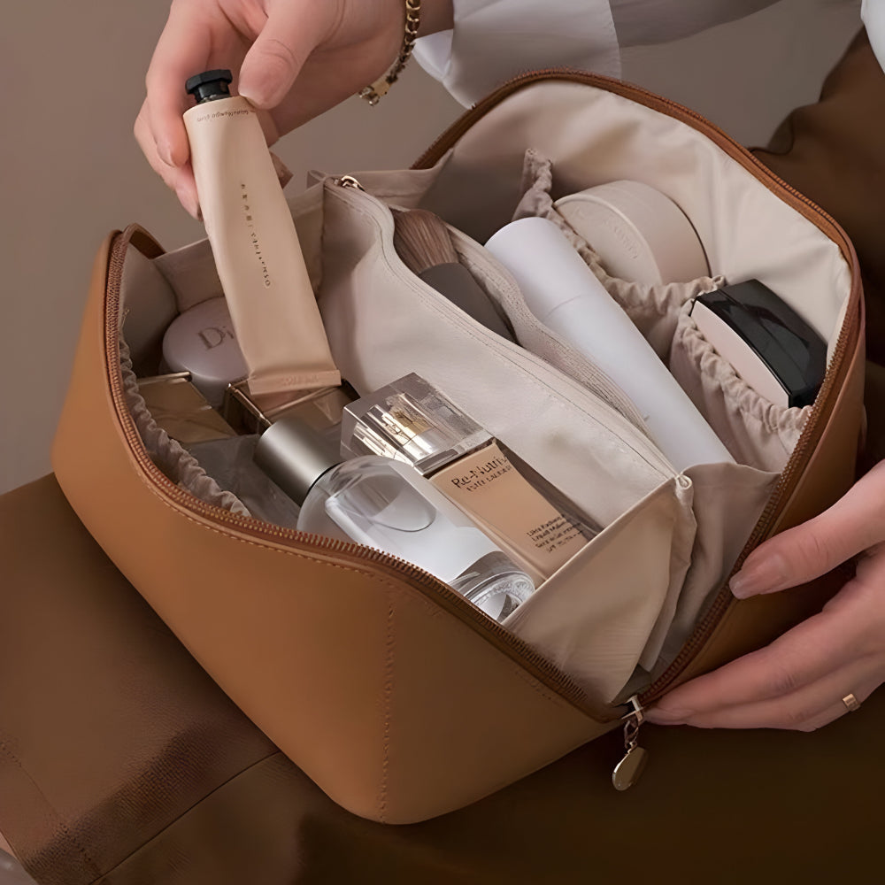 Spacious Travel Cosmetic Organizer with Durable Shell