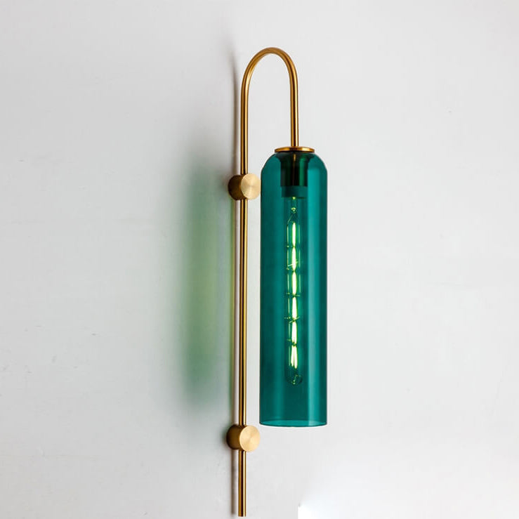 Taavita Luxury Glass Column Bent Arm 1-Light Wall Lamp