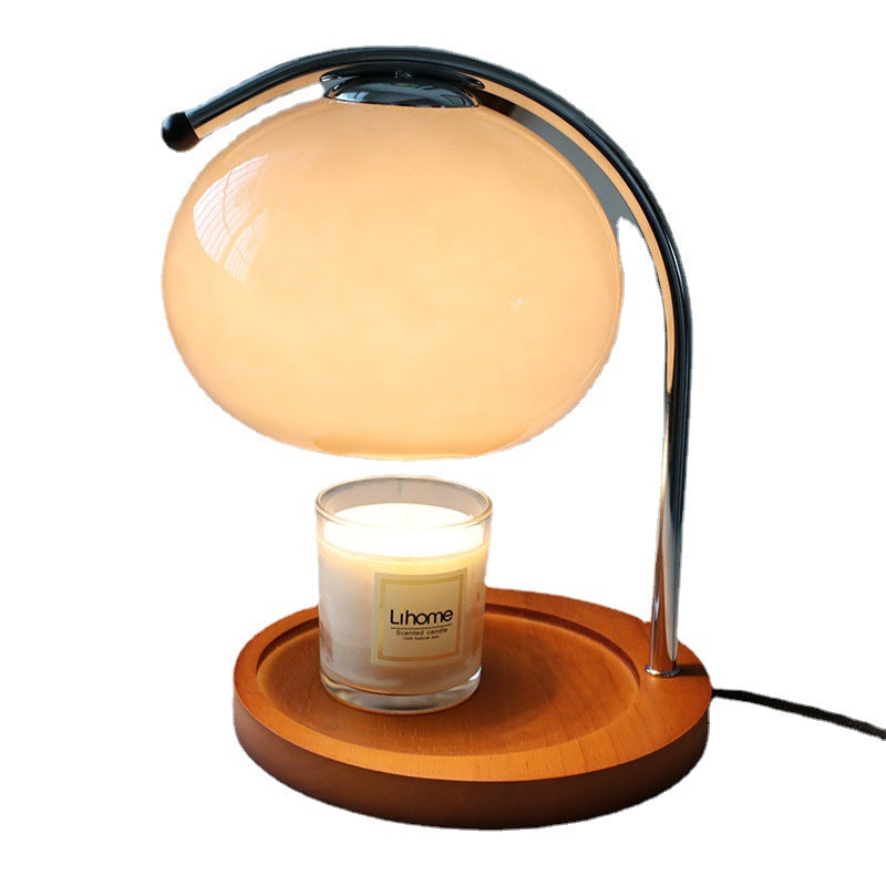 Taavita Vintage Glass Dome Solid Wood Base 1-Light Table Lamp with Melting Wax