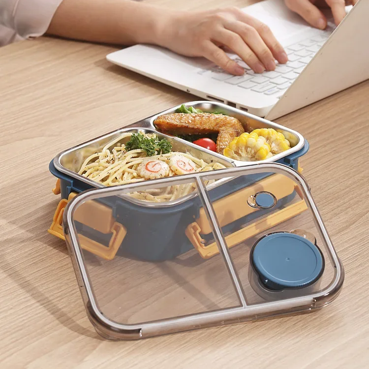 Insulated Lunch Box | Three-Compartment Design | Leak-Proof Lid | Compact & Portable