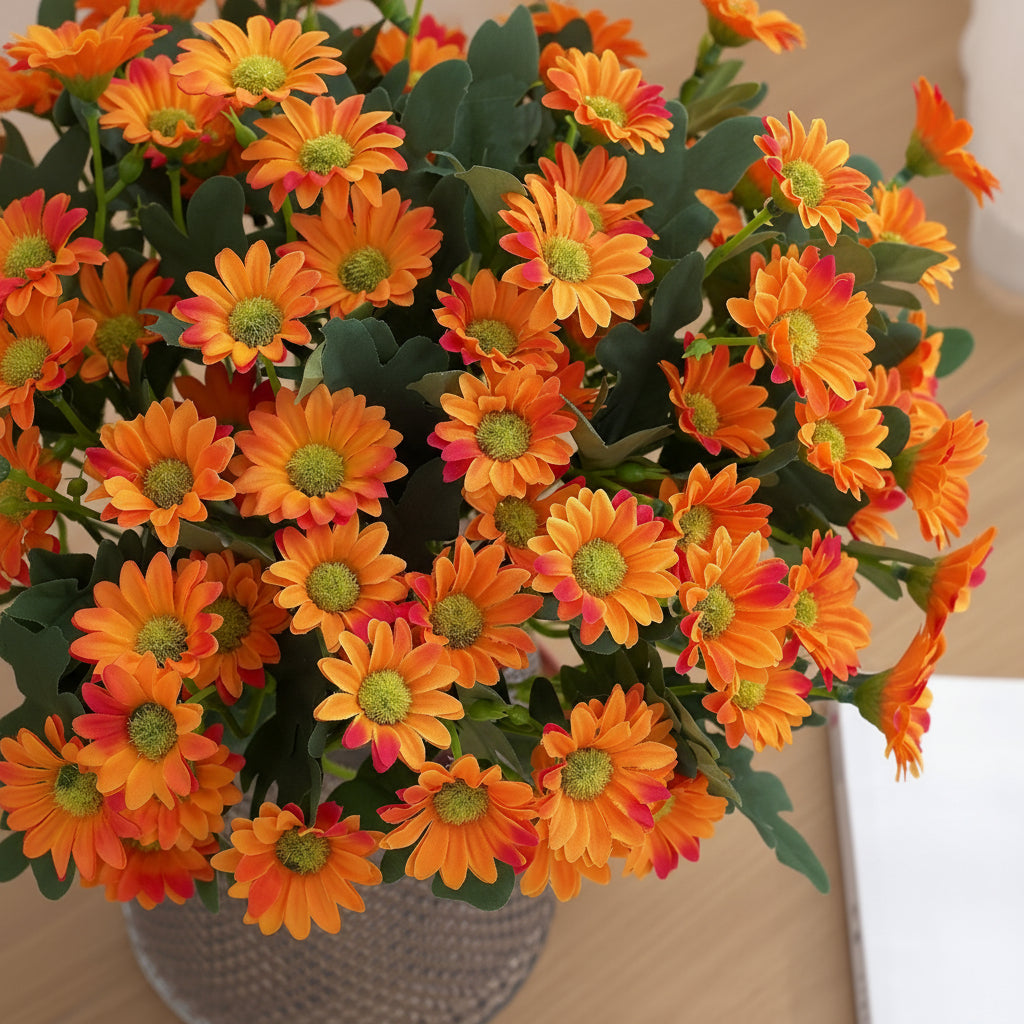 Cheerful Daisy Faux Flower Arrangement for Home Decor