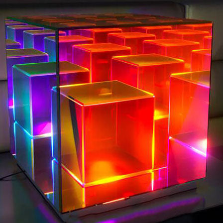 Modern RGB-Line Magic Cube LED Table Lamp Made of Taavita