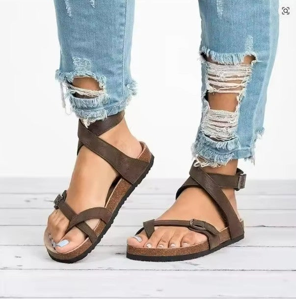 Orthopedic Adjustable Sandals | Contoured Cork Footbed & Rubber Sole | Adjustable Strap Design | Comfortable Fit for All-Day Wear