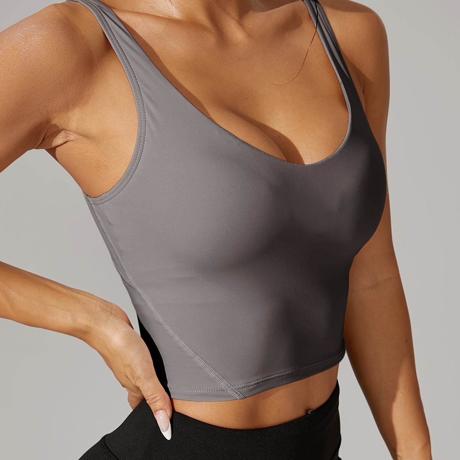Versatile Backless V-Neck Crop Top for Active Lifestyles