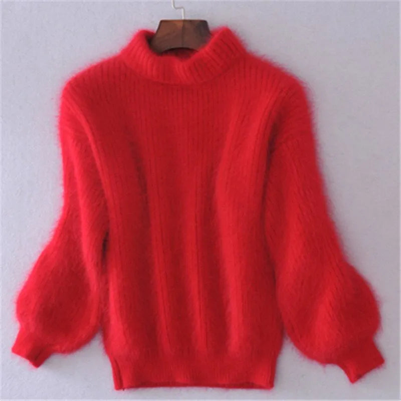 Women’s Sweater | Loose Knit Angora & Voluminous Sleeves | Oversized Cozy Fit