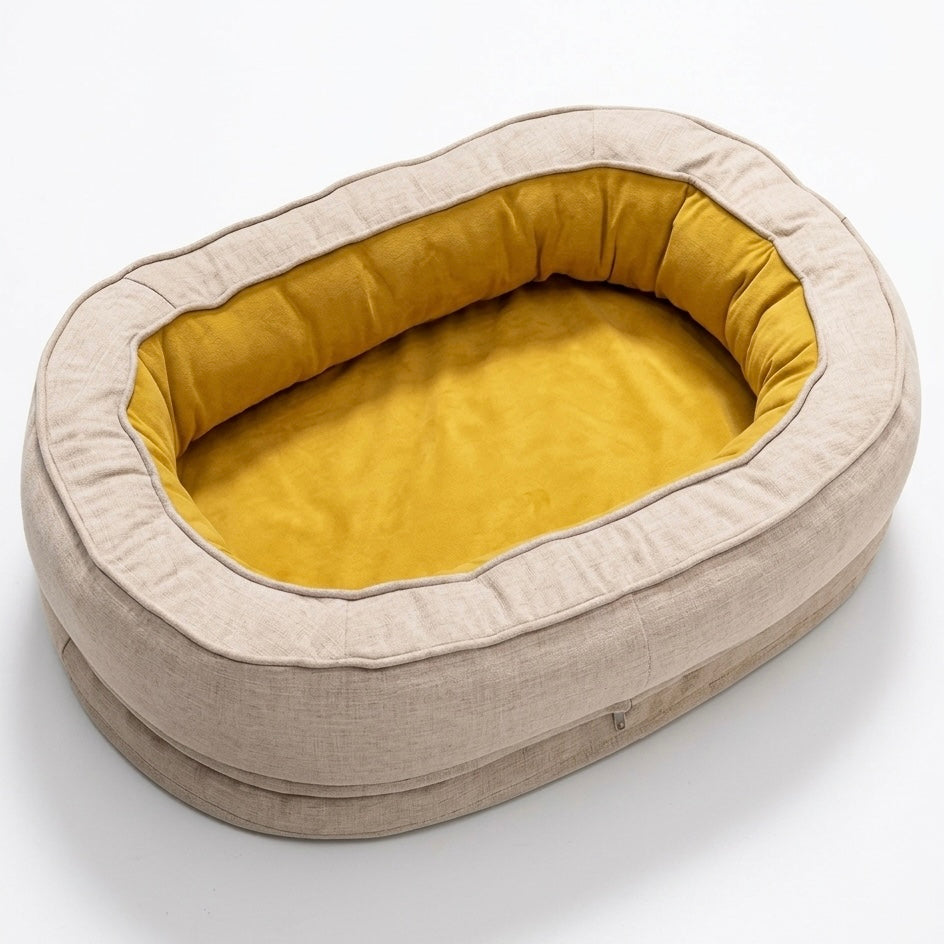 Waterproof Orthopedic Pet Bed with Removable Cover – Cotton Fleece & Velveteen, Sizes M, L, XL