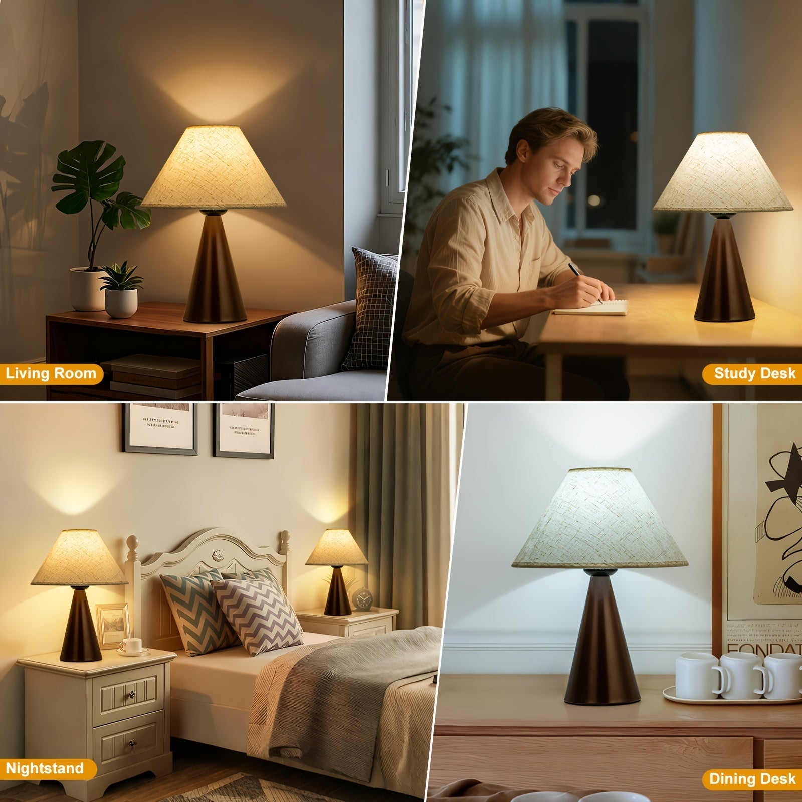 Elegant Dual Bedside Lamps with Adjustable Color Shades