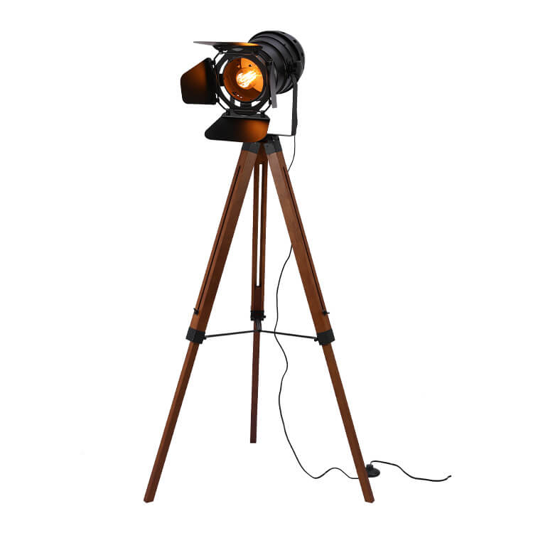Taavita Vintage Solid Wood Iron Photography Tripod 1-Light Floor Lamp