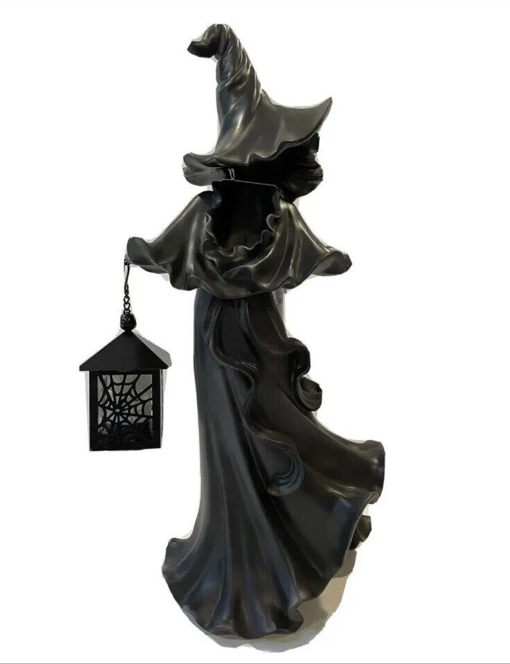 Halloween Witch Figurine Lantern with Soft LED Glow for Spooky Décor