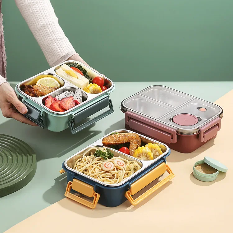 Insulated Lunch Box | Three-Compartment Design | Leak-Proof Lid | Compact & Portable