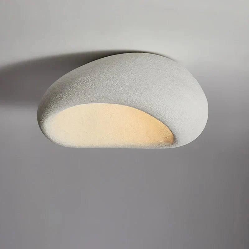 Ceiling Light | Pebble-Shaped Wabi-Sabi Design | Resin & Metal | Warm White LED Ambient Lighting