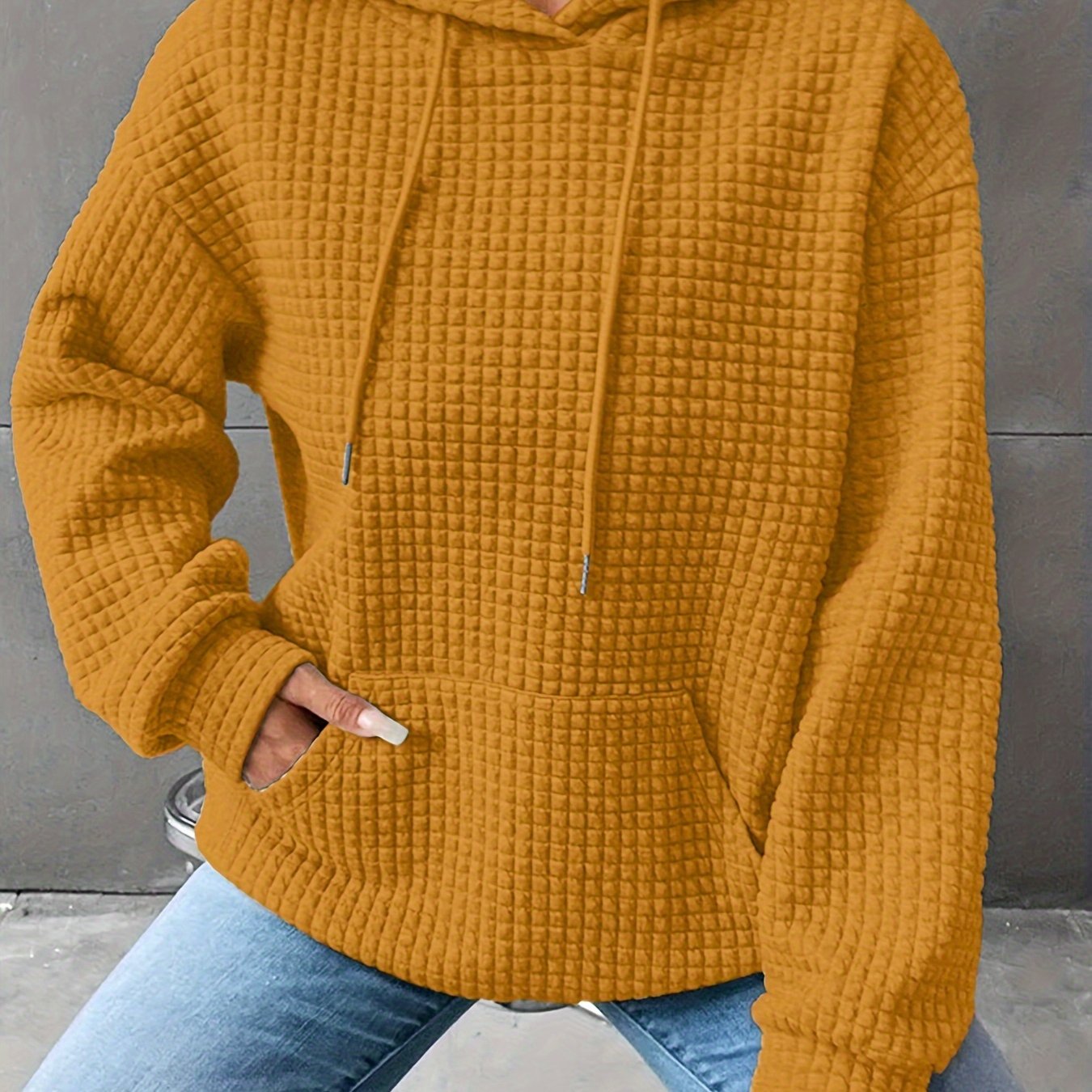 Plus Size Hoodie | Waffle Knit | Casual Comfort Wear | Polyester Blend