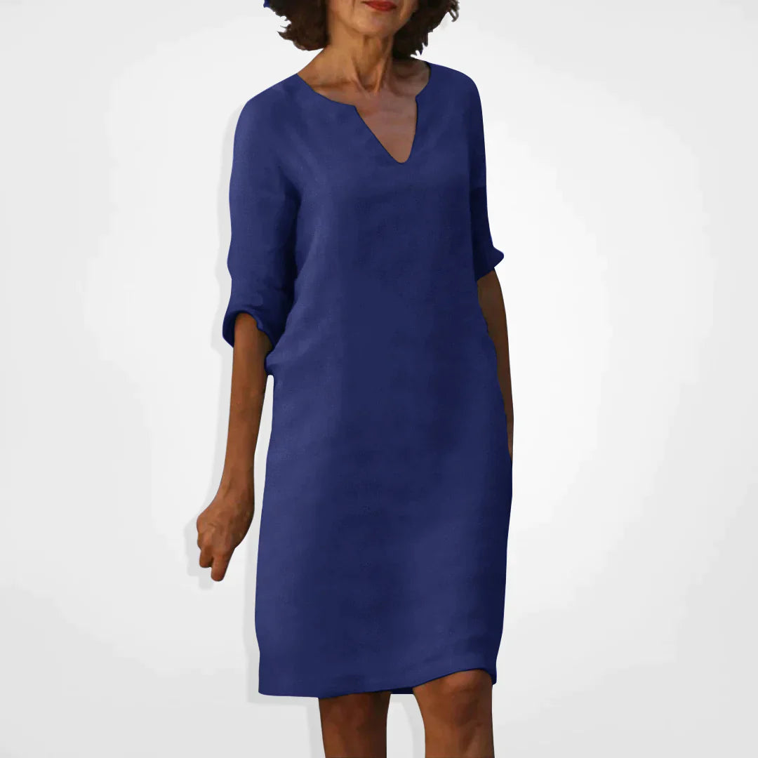 Women’s Dress | V-Neck & Three-Quarter Sleeves | Soft Premium Fabric | Midi Length