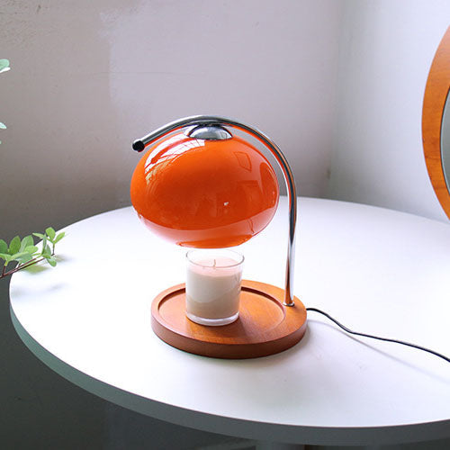 Taavita Vintage Glass Dome Solid Wood Base 1-Light Table Lamp with Melting Wax