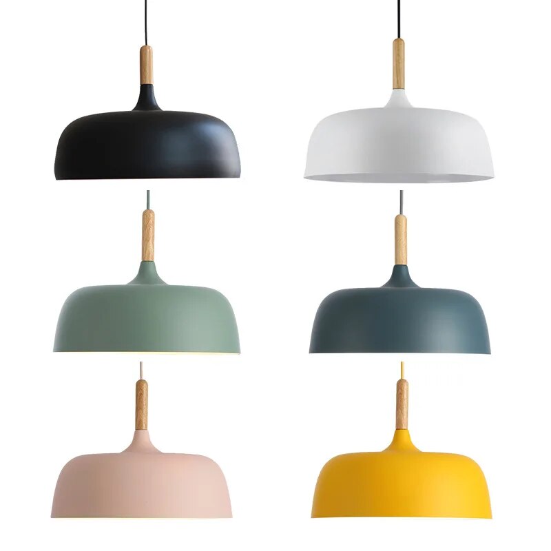 Pendant Lamp | Nordic Modern Design with Wooden Accent | LED Lighting | Adjustable Height