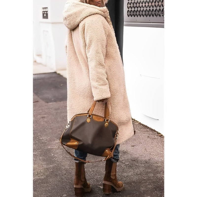 Women’s Long Winter Coat | Teddy Lining & Quilted Design | Reversible Style | Comfortable Warmth